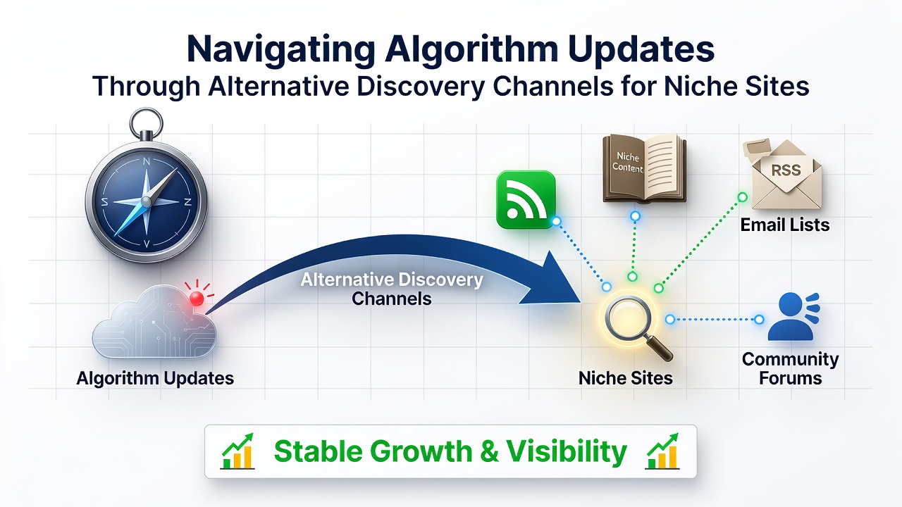Illustration of niche content reaching audiences via forums, newsletters, and social discovery methods