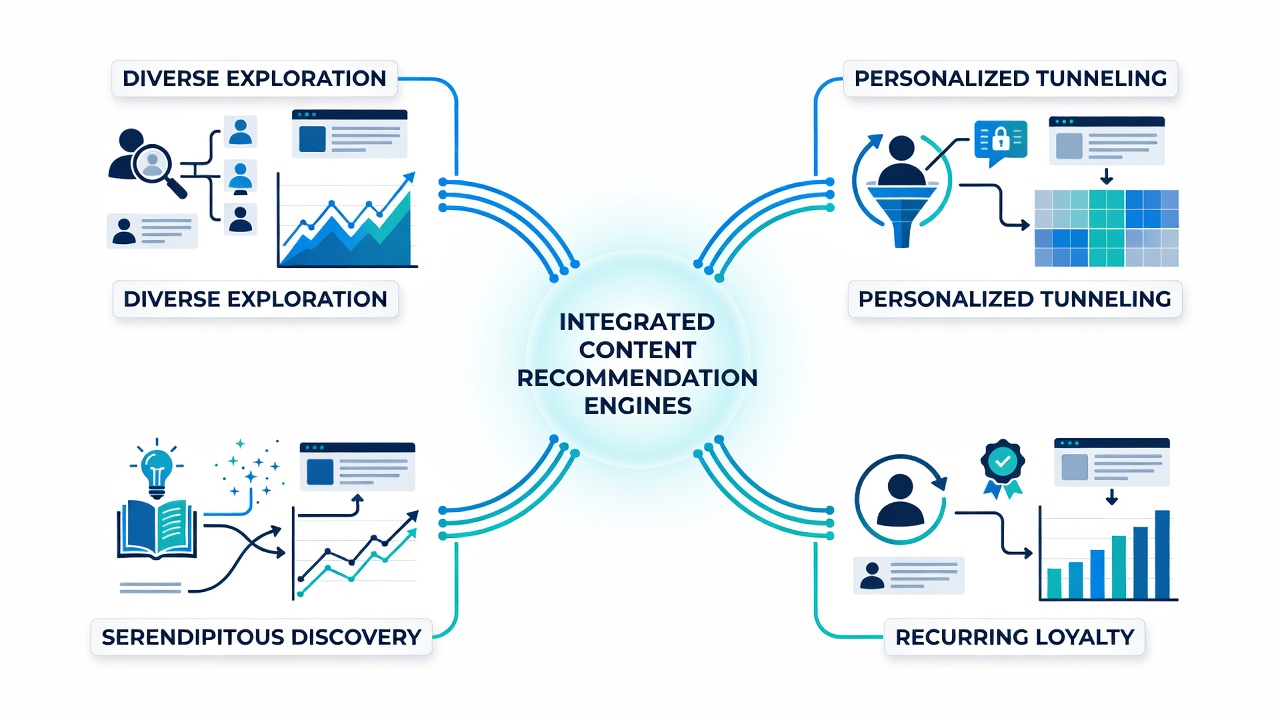 Chart displaying engagement metrics and click patterns across multiple content recommendation platforms